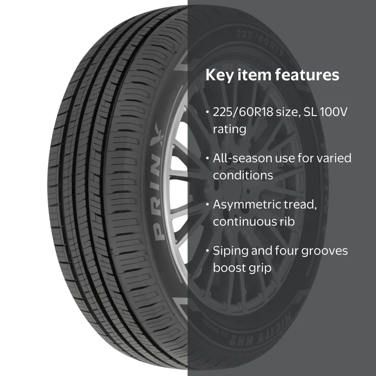 Prinx HiCity HH2 Performance Tire, 225/60R18 100V, All Season
