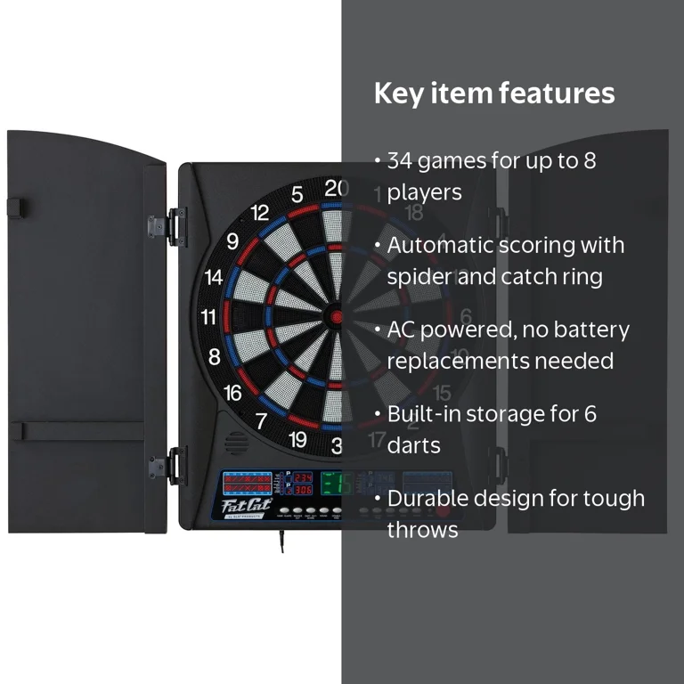 Fat Cat Electronx Electronic Dartboard with 13.5-inch Target, 34