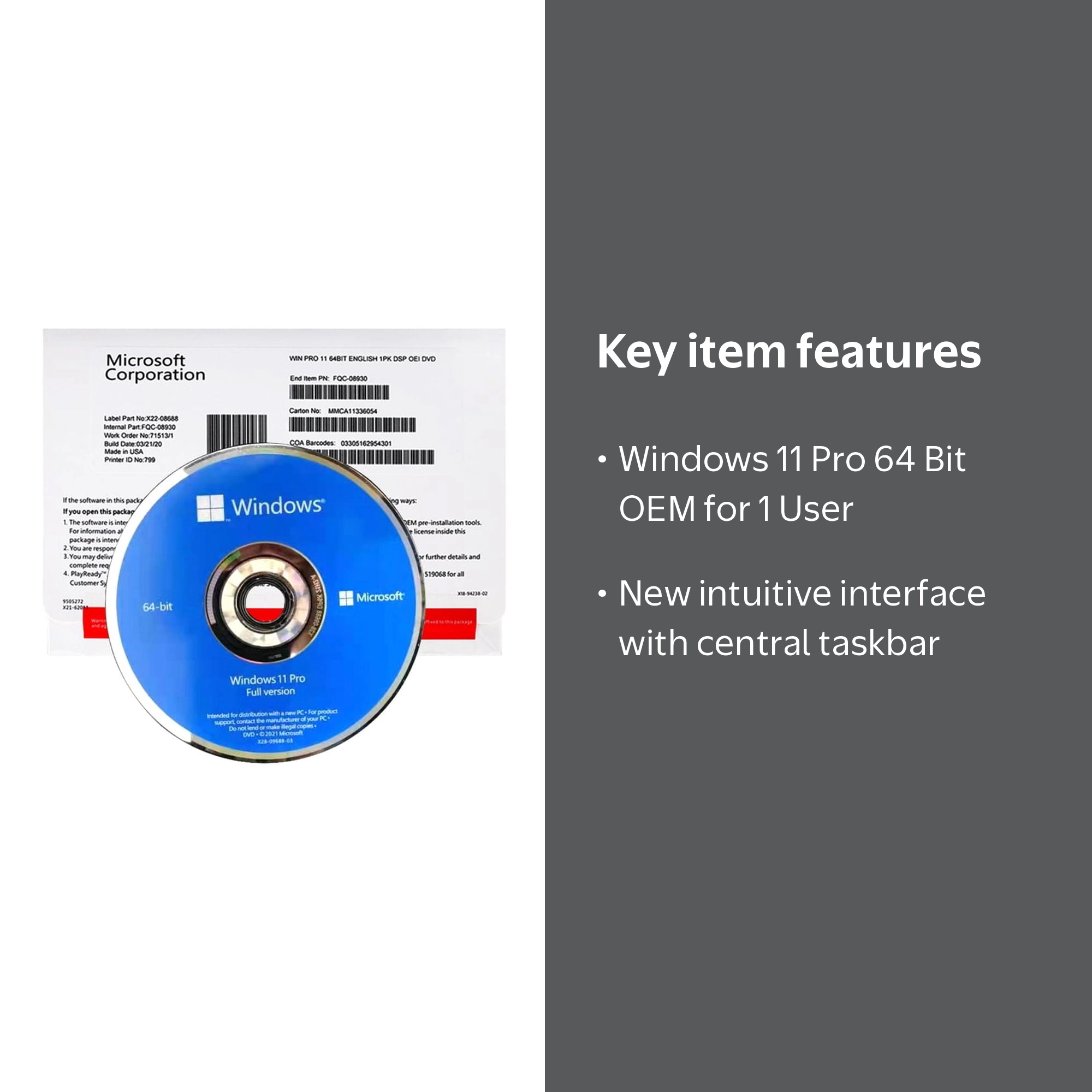 Microsoft: Windows 11 Pro, 64 Bit OEM Disc, 1 User - Walmart.com