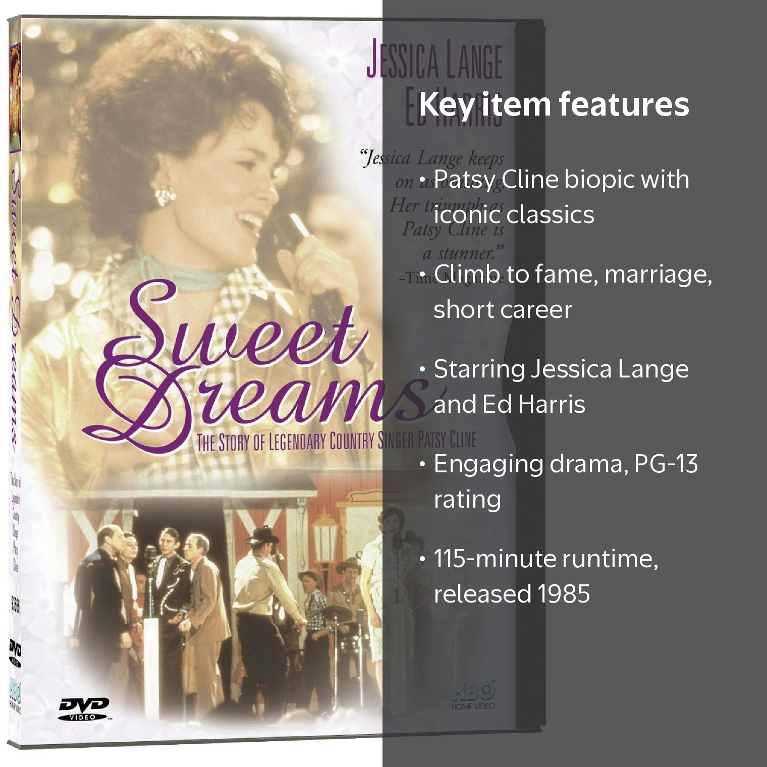 Warner Bros, DVD, Sweet Dreams, Patsy Cline biography, Drama