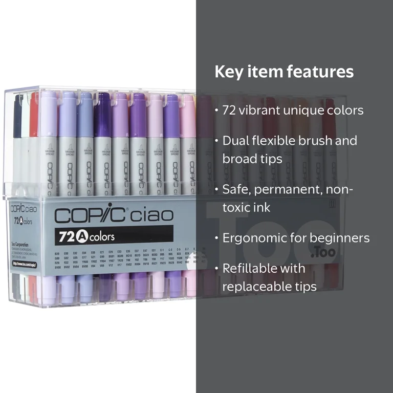 Copic® Ciao Marker Set, 72-Colors, Set A - Walmart.com
