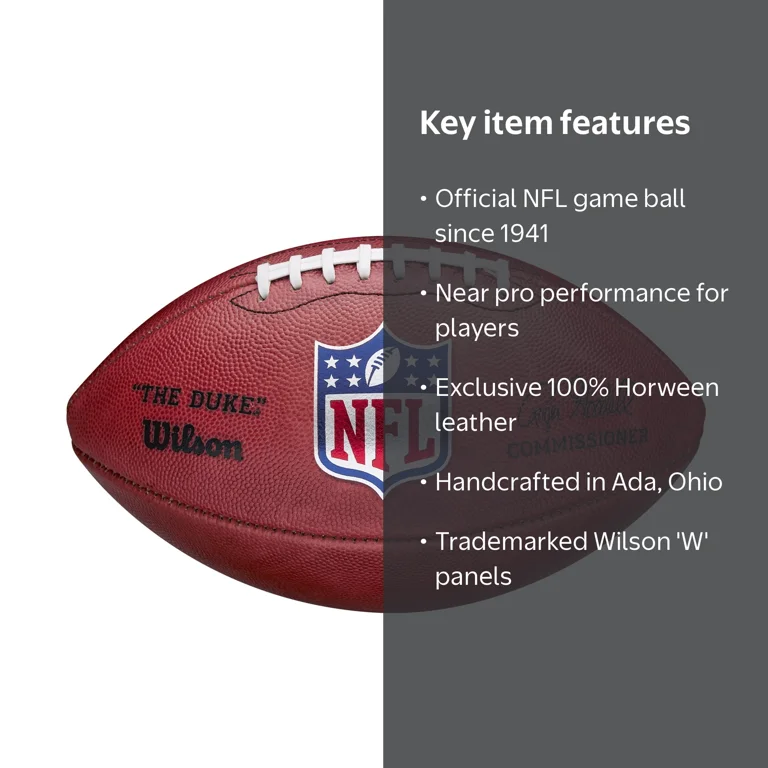 Wilson, NFL Football, The Duke, Official Size 9, Handcrafted in