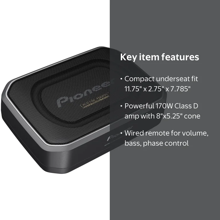 Pioneer, Compact Amplified Subwoofer, 8 inch, 170 W Max - Walmart.com