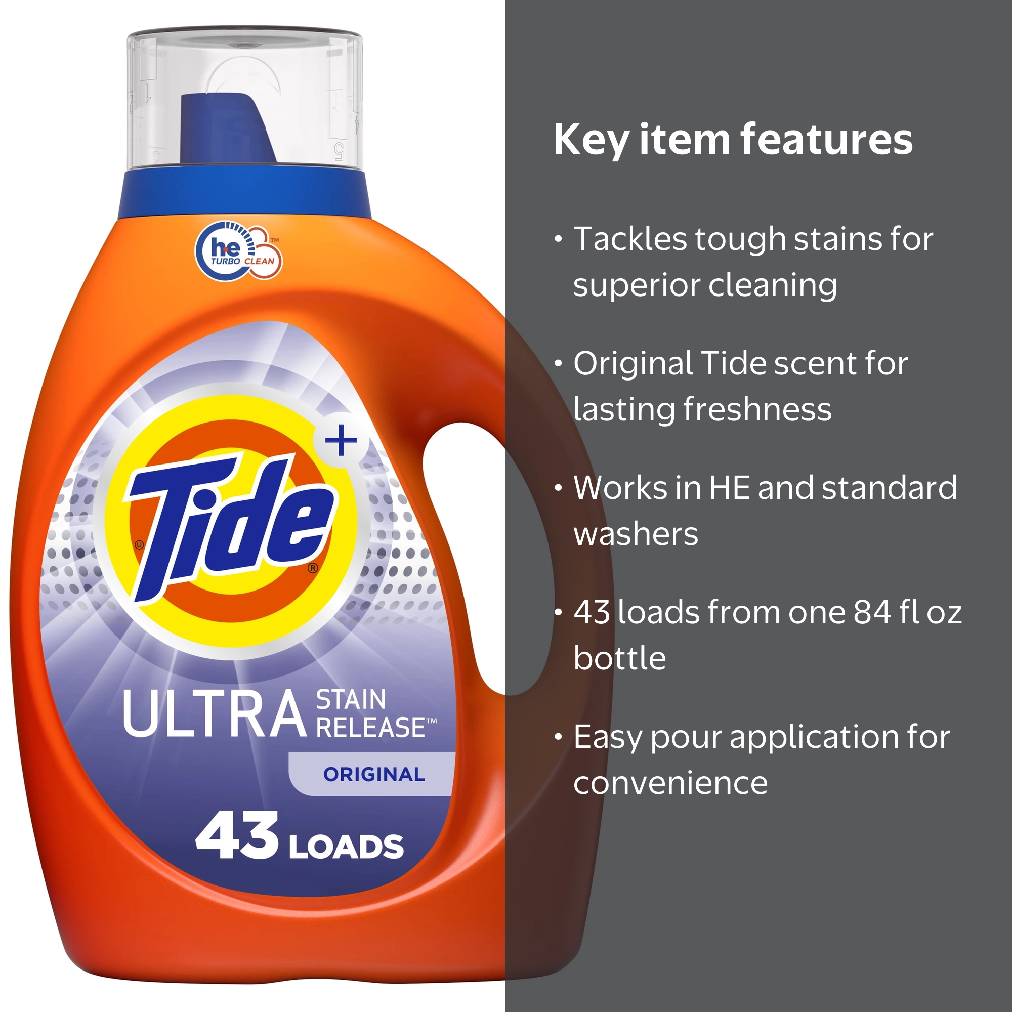 Tide Ultra Stain Release Liquid Laundry Detergent, Original Scent