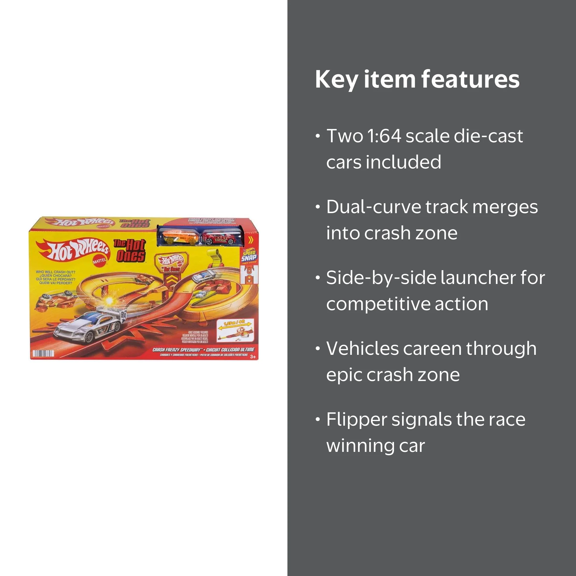 Hot Wheels The Hot Ones Crash Frenzy Speedway Diecast Car Track