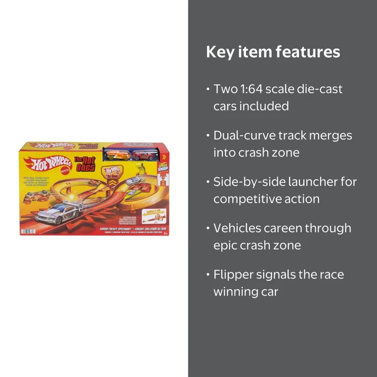 Hot Wheels The Hot Ones Crash Frenzy Speedway Diecast Car Track