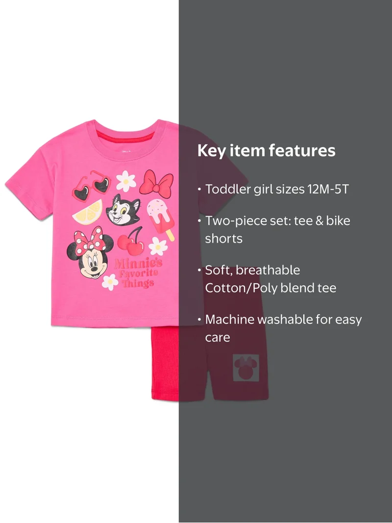Minnie Mouse Toddler Girls Graphic Tee and Bike Shorts Set, 2