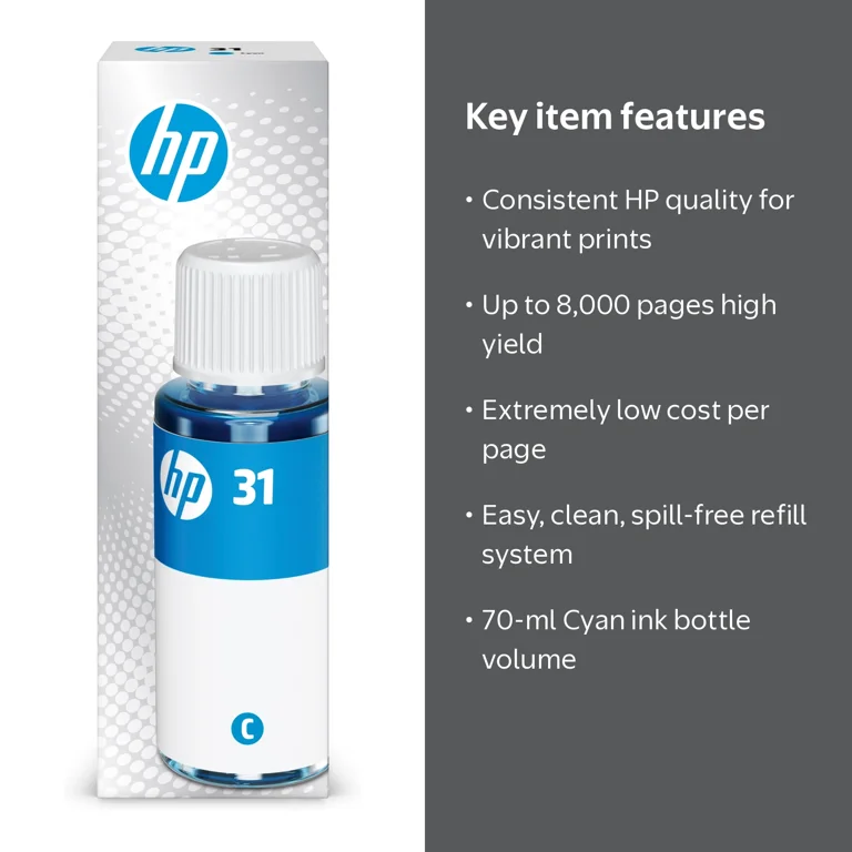 HP, Ink Tank, Cyan Ink Bottle, 70 ml, ~8,000 pages - Walmart.com