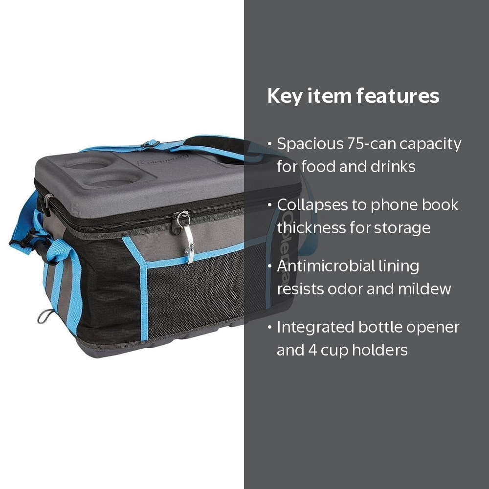 Coleman 75 Can Collapsible Sport Cooler - Gray/Blue - Walmart.com