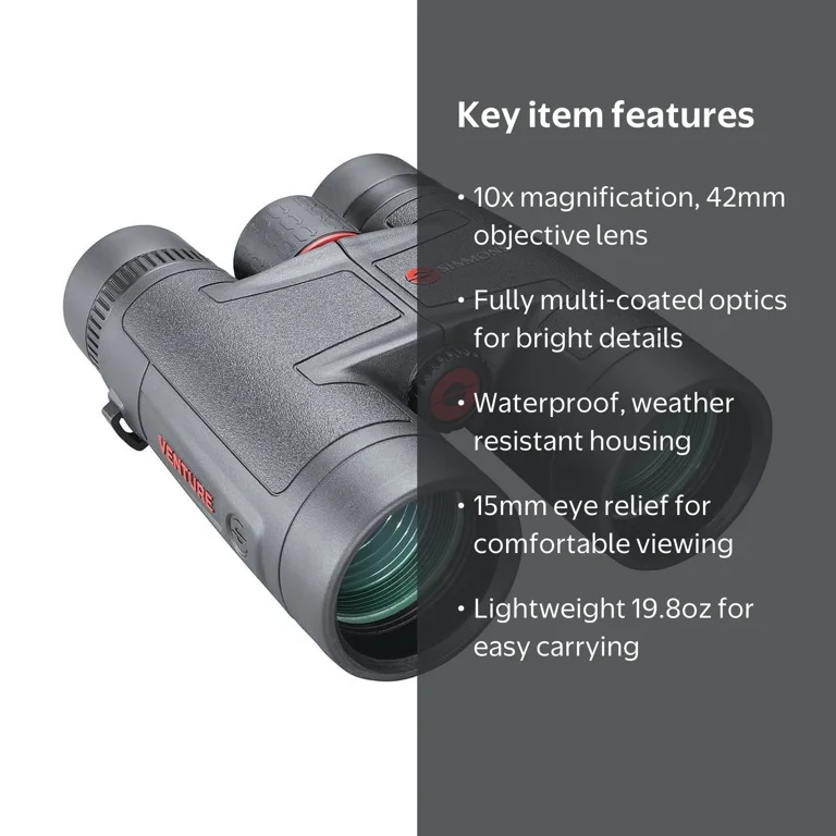 Simmons Venture 10x42mm Binoculars, Black, Roof Prism, 8971042R