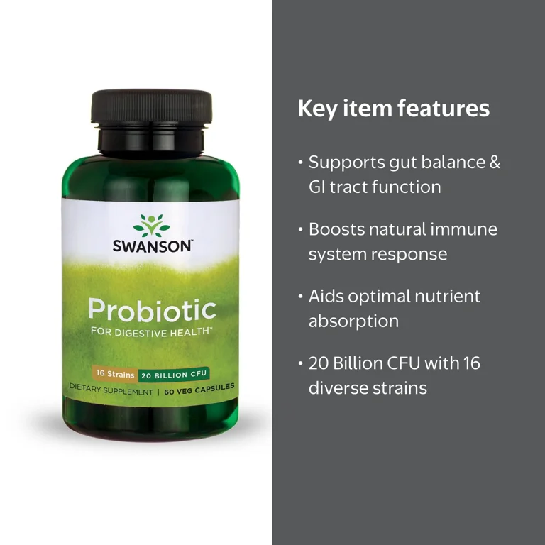 Swanson Probiotic for Digestive Health 20 Billion Cfu 60 Veg Caps 2 Pack