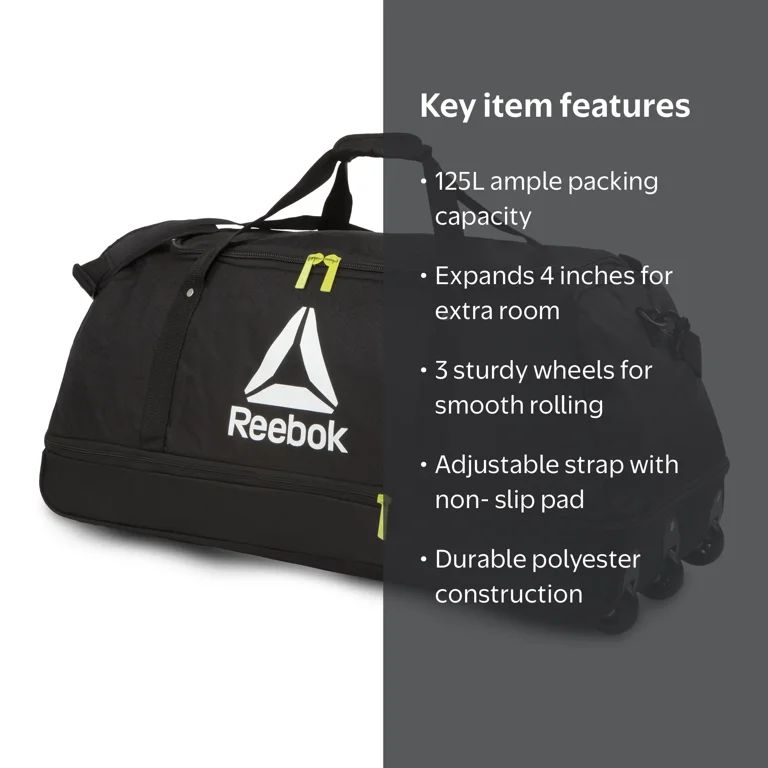 Reebok Time Out Collection - Travel Duffel Bag, Shoulder Straps