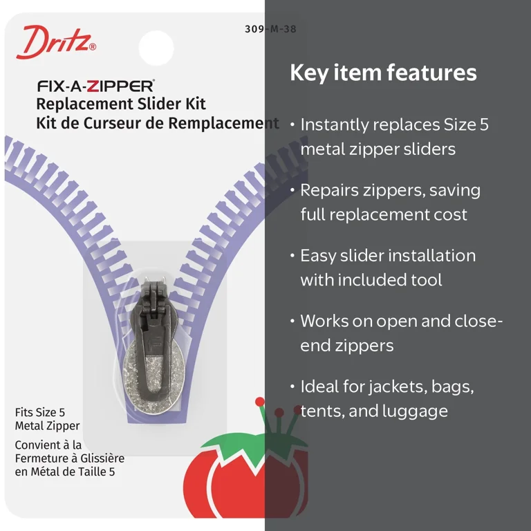 Dritz Fix-A-Zipper Replacement Slider Kit for Size 5 Coil Zipper