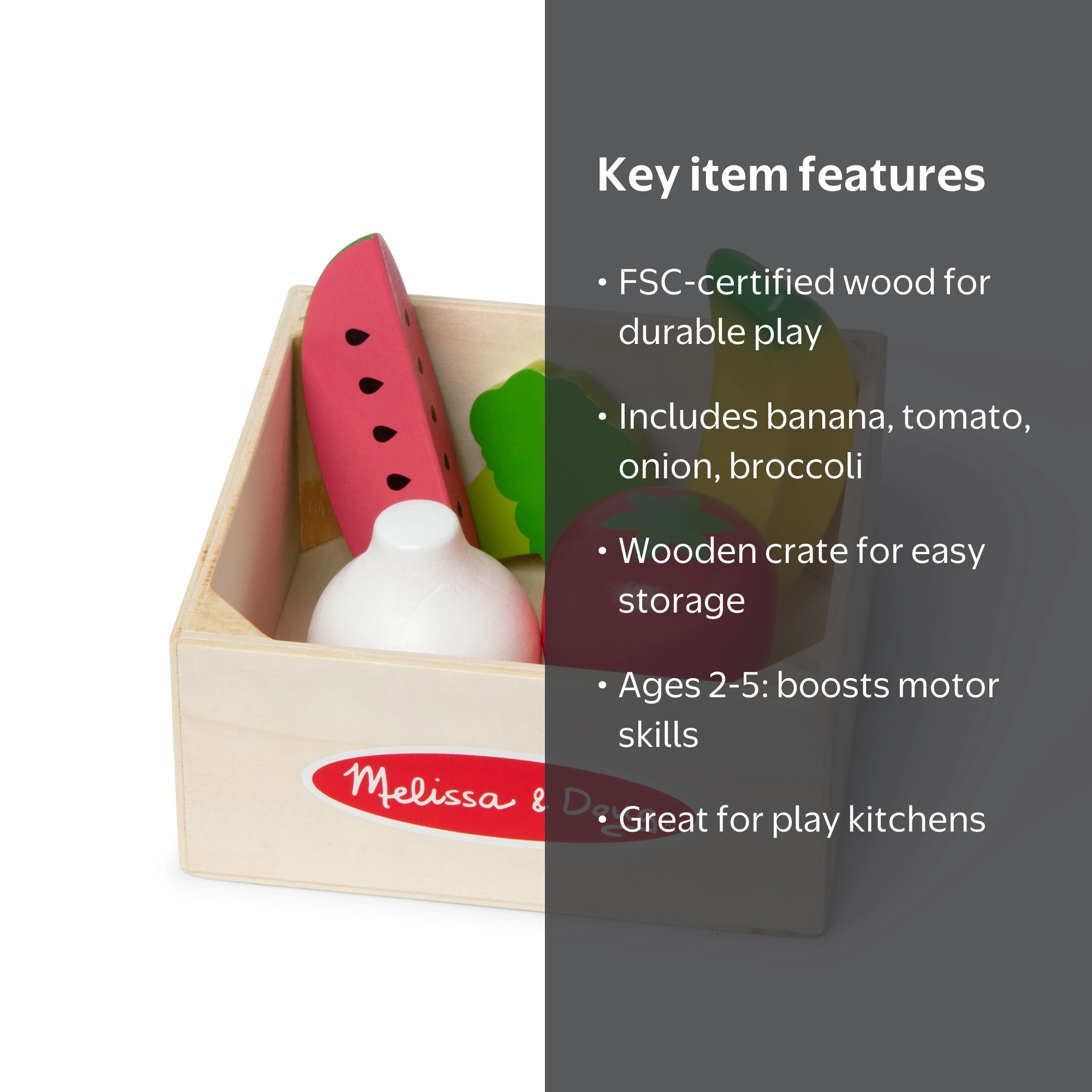 Melissa & Doug Food Groups Wooden Play Food Set with Crate