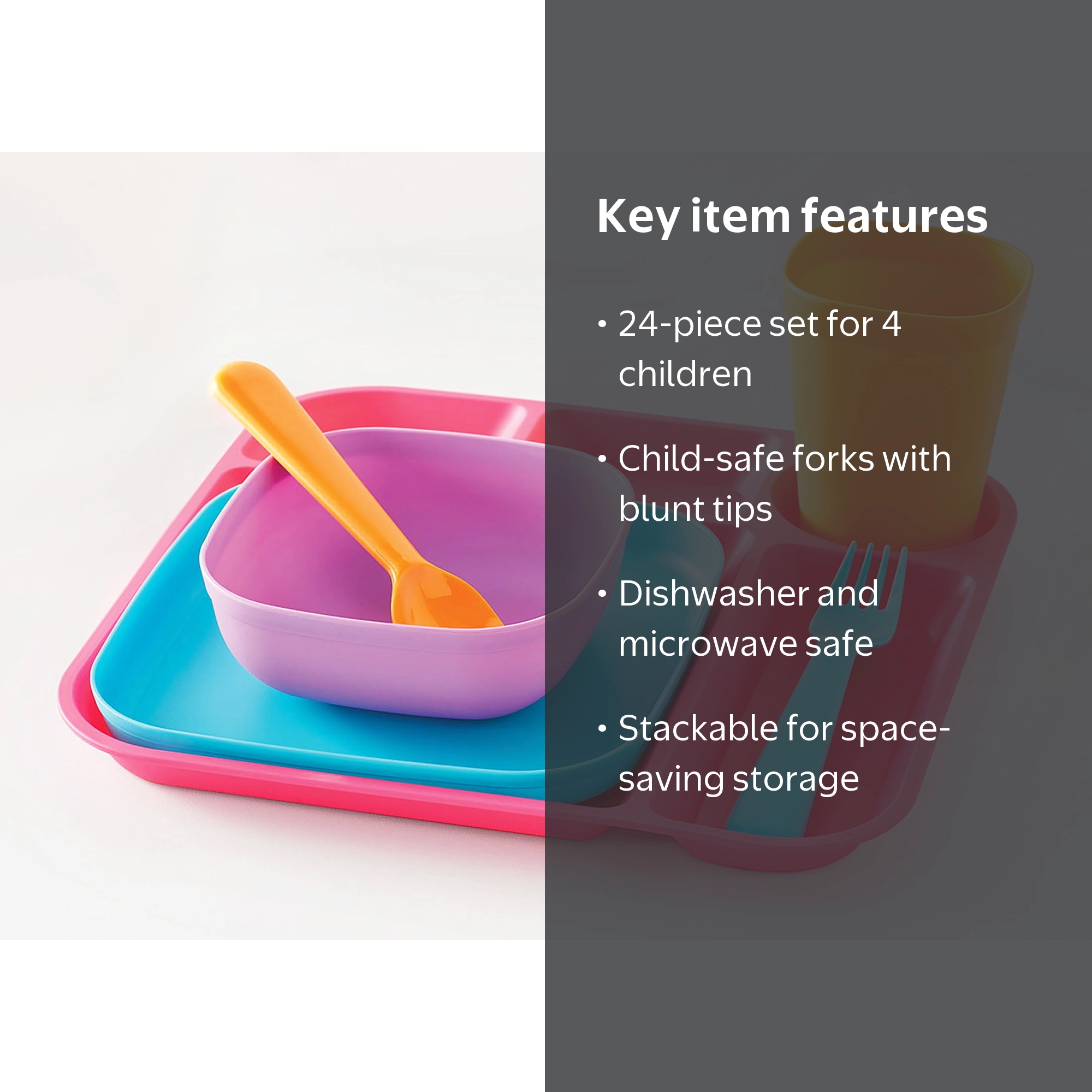 Your Zone Kids 24-Piece Plastic Dinnerware Set, Service for 4