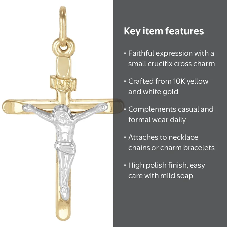 Brilliance Fine Jewelry 10K Yellow and White Gold Crucifix Cross