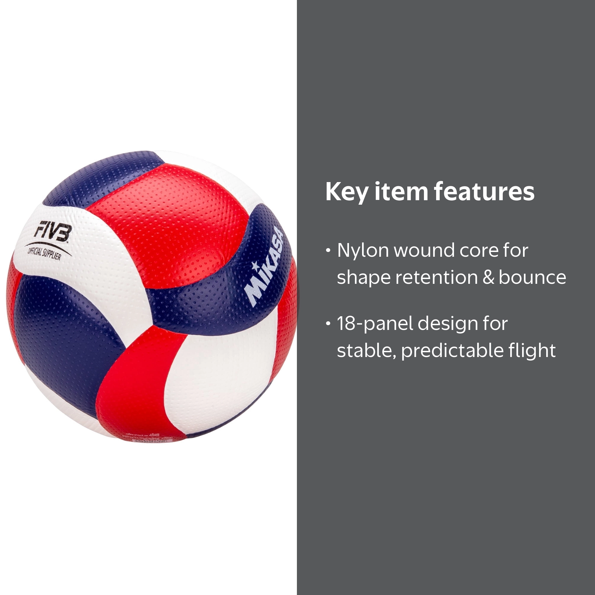 Mikasa, FIVB Official Game Volleyball, V200W-USA, Size 5, White