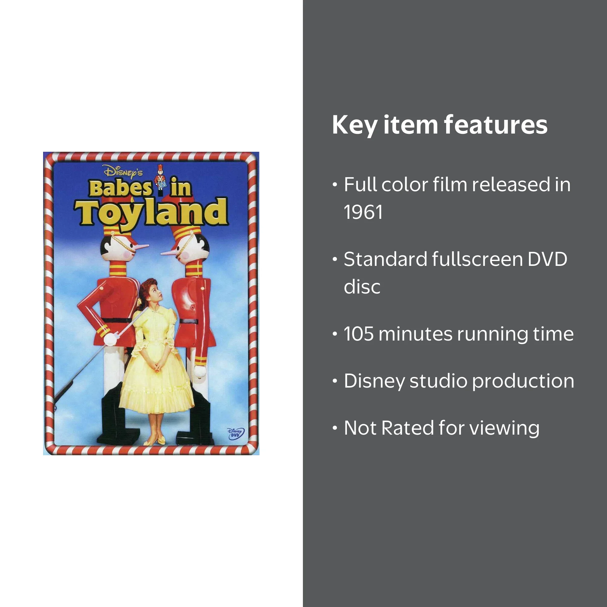 Disney, DVD, Babes in Toyland, 1961 operetta film, color - Walmart.com