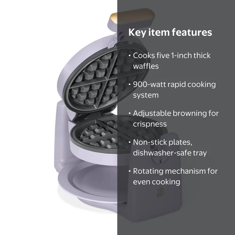 Beautiful Rotating Belgian Waffle Maker, Lavender by Drew