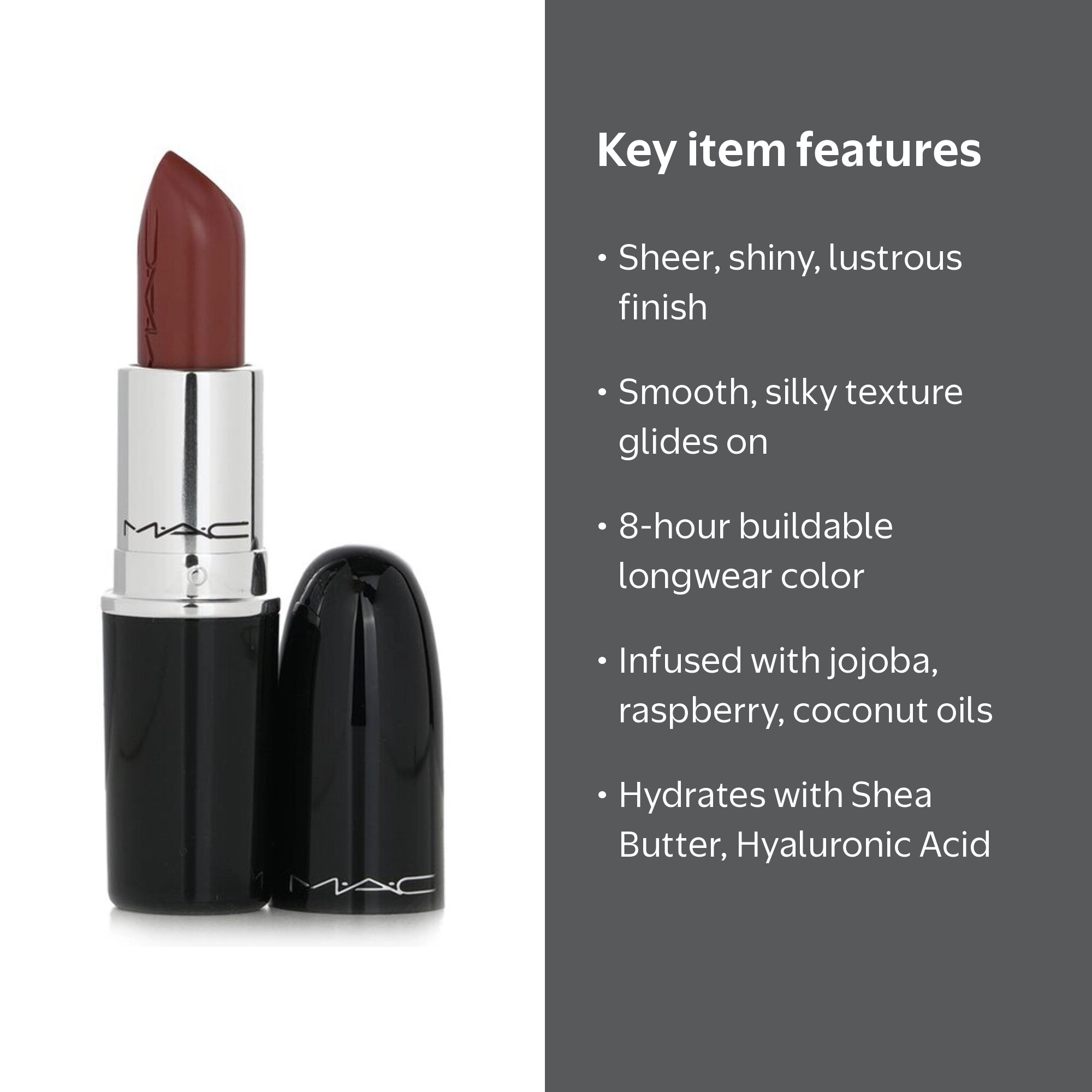 MAC Lustreglass Sheer Shine Lipstick - Posh Pit, High-Gloss, Long