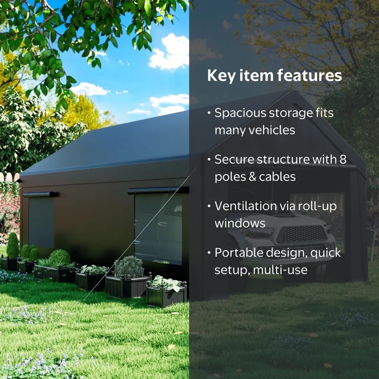 ☆Creative Garage (格納庫) NETAJE 12'x20' Heavy Duty Portable Outdoor Garage Carport with