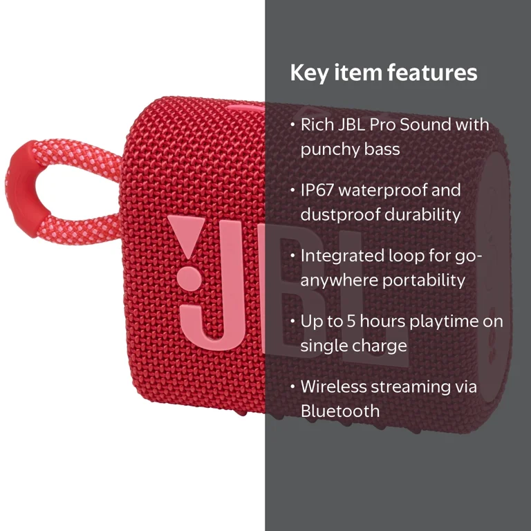 JBL Go 3 Portable Waterproof Bluetooth Speaker for Smartphone