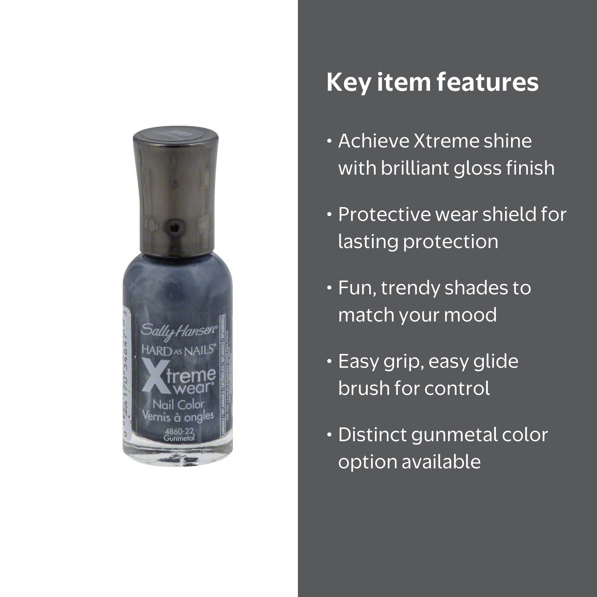 Sally　ダークグレー Sally Hansen Hard as Nails Xtreme Wear Nail Color, Gunmetal