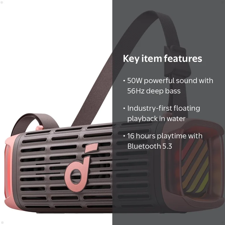 Soundcore Boom 3i by Anker, Compact Outdoor Speaker, IP68