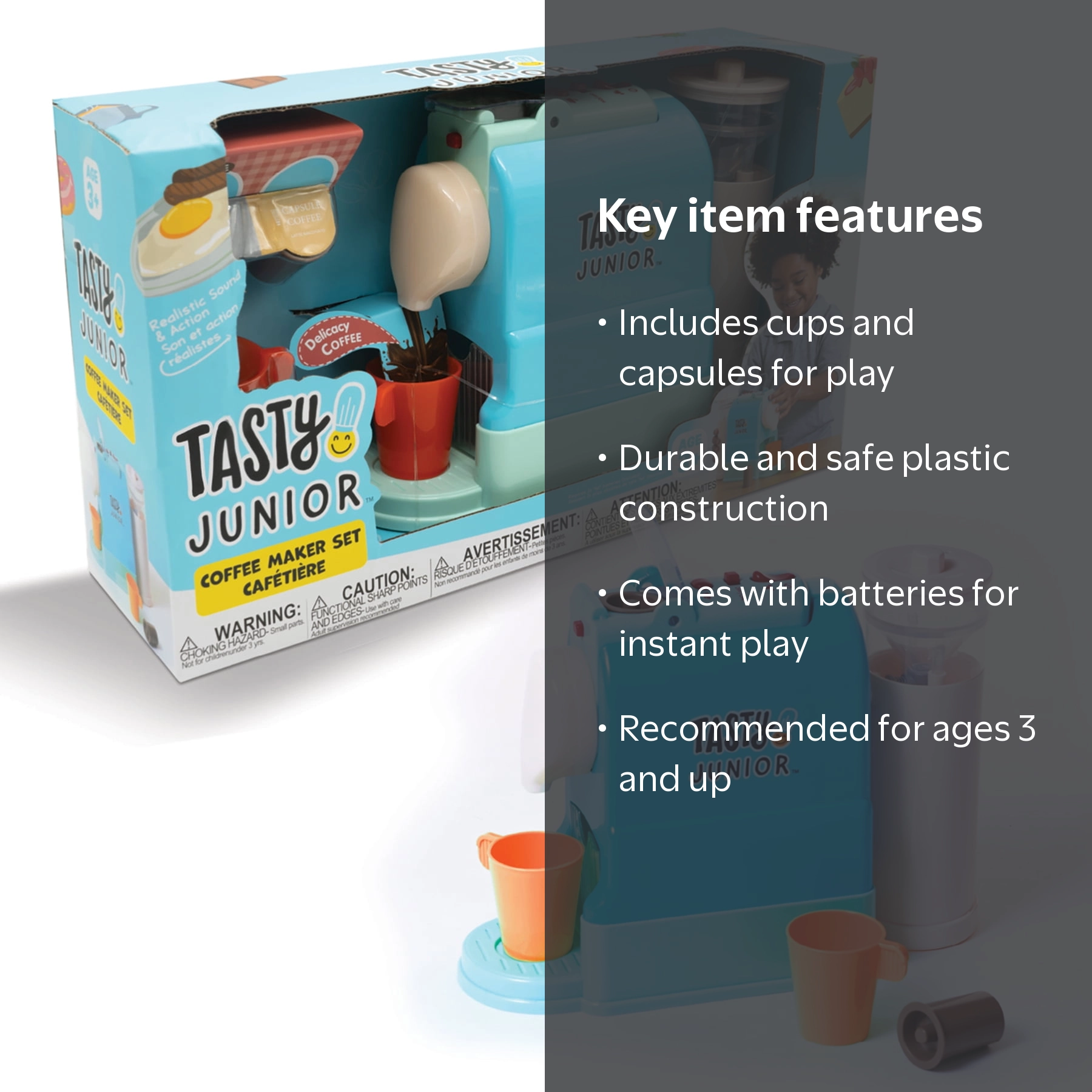 Tasty Jr Pretend Play Toy Coffee Maker Set - Espresso Machine for