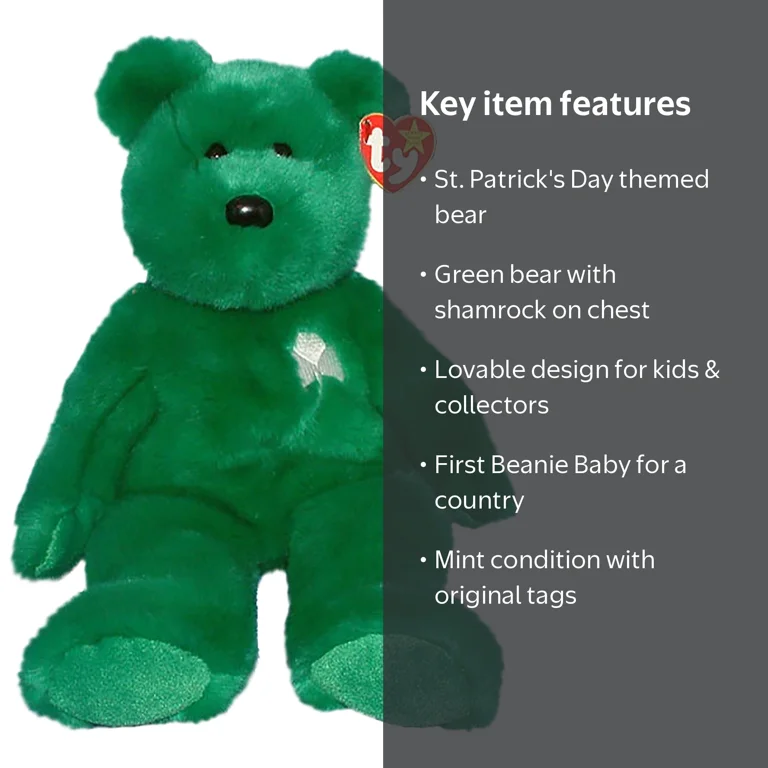 Ty ぬいぐるみベア 緑色 バディーズ Ty Buddy Erin the Bear Plush Toy - Perfect Birthday Buddy for Kids