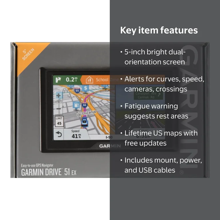 Garmin Drive 51 EX Car GPS Navigator with Lifetime Maps (Latest