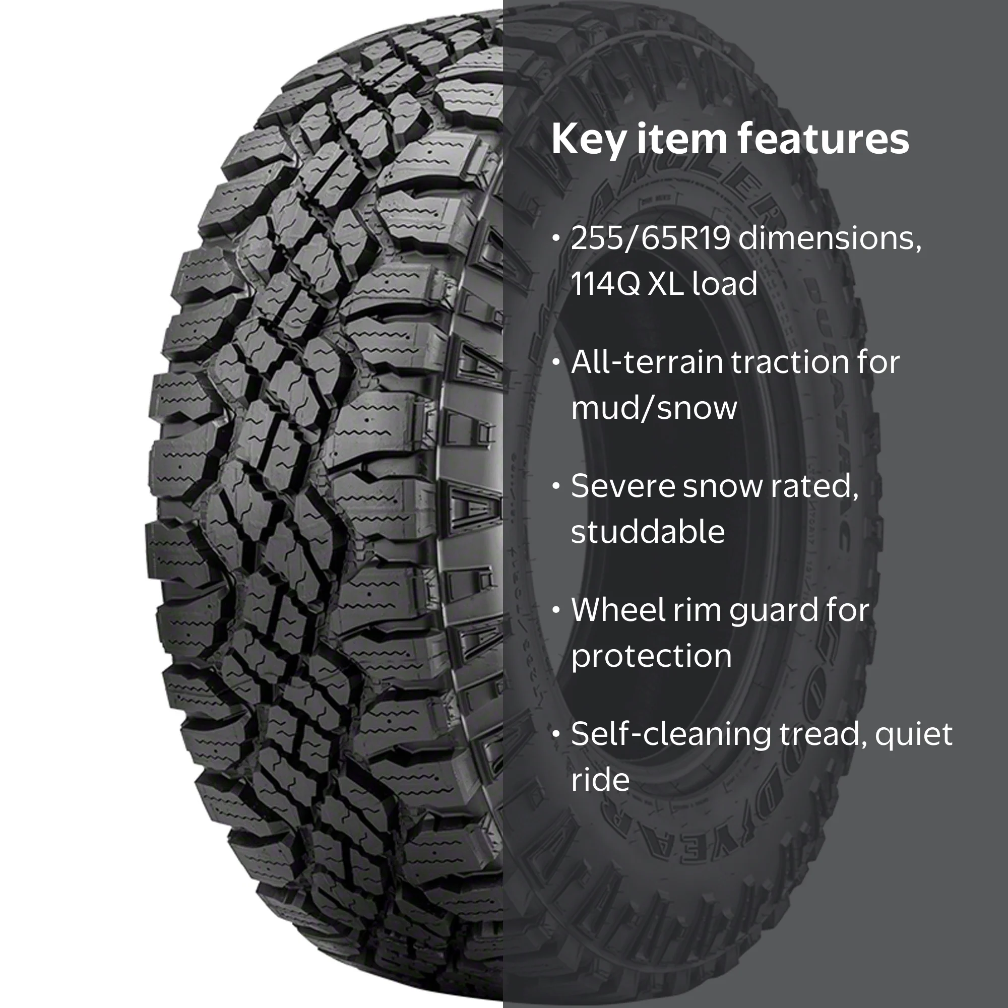 Goodyear Wrangler DuraTrac Rugged Terrain 255/65R19 114Q XL Light 