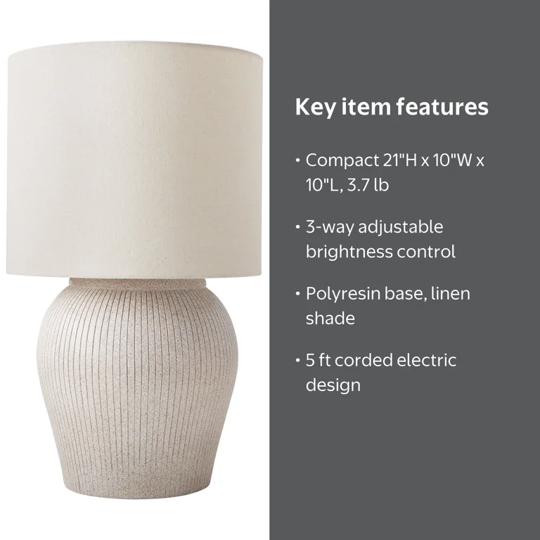Better Homes & Gardens 21 in Raw Sand Table Lamp with Shade