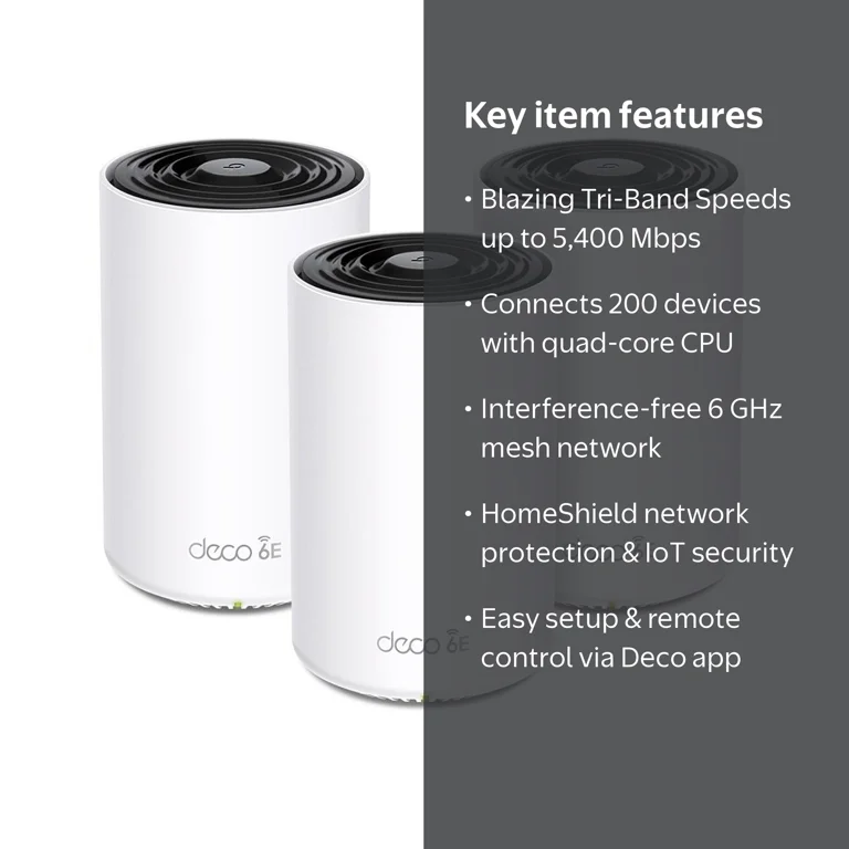 TP-Link, Deco XE75 Wi-Fi 6E Router, Tri-Band Mesh with 6 GHz