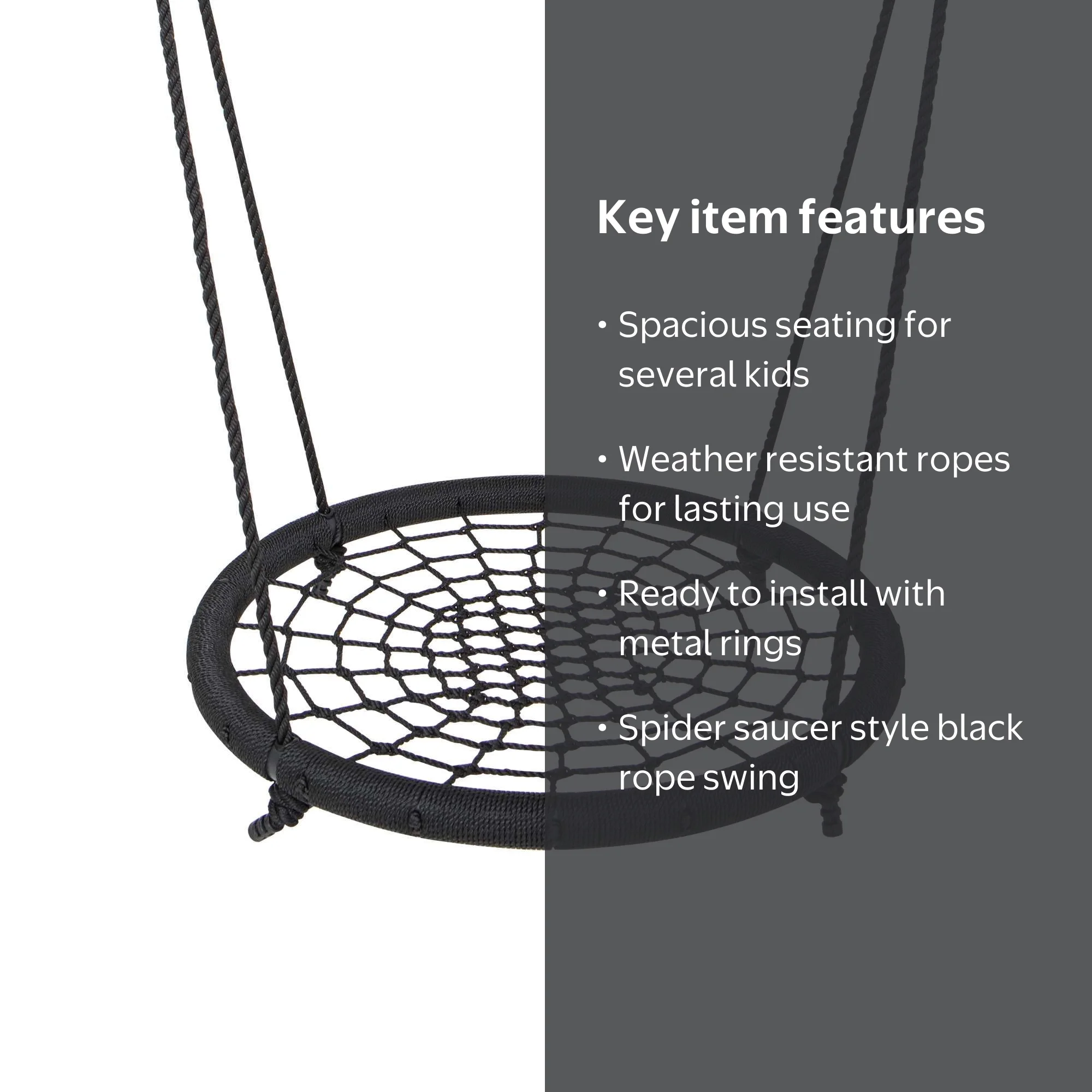 Lifetime Rope Spider Saucer Swing for Swing Sets in Black (90850