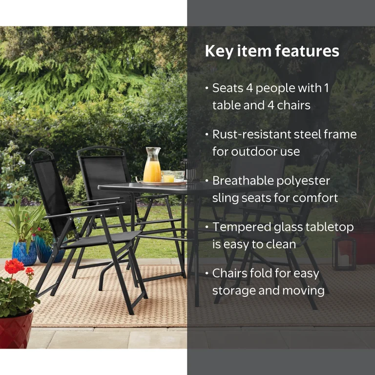 マニー　　ガーデニングセット Mainstays Albany Lane 5-Piece Steel Outdoor Patio Dining Set