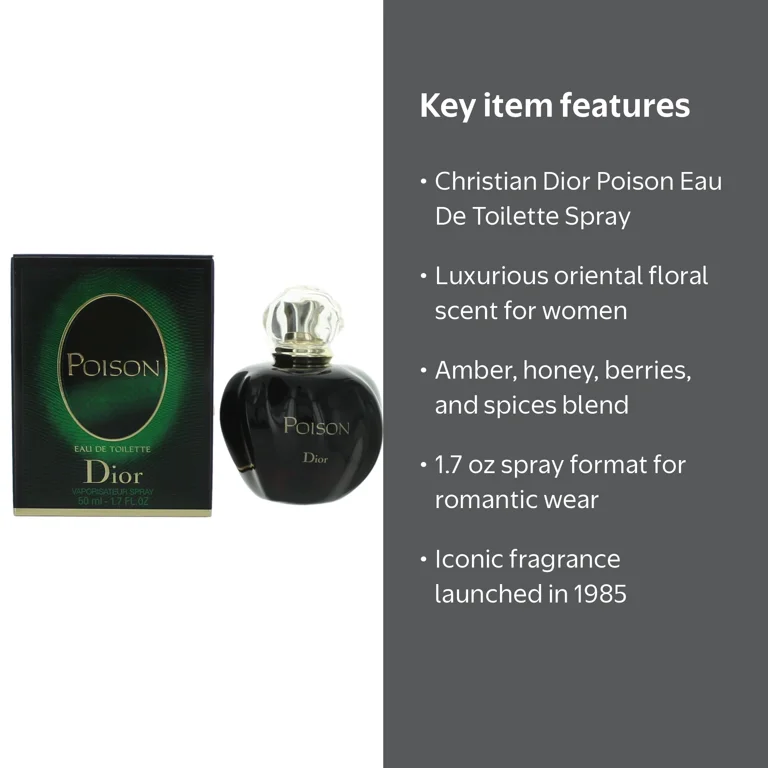 Dior, Poison Eau De Toilette Spray, 1.7 oz, Floral Oriental