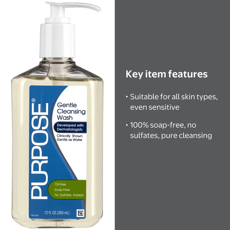 Purpose, Gentle Cleansing Face Wash, 12 oz, All Skin Types
