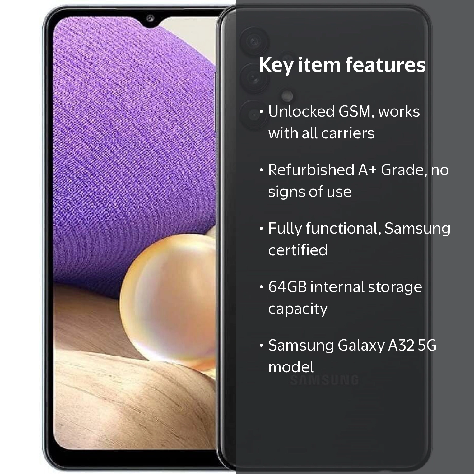 Restored GSM Unlocked Samsung Galaxy A32 5G Black 64GB