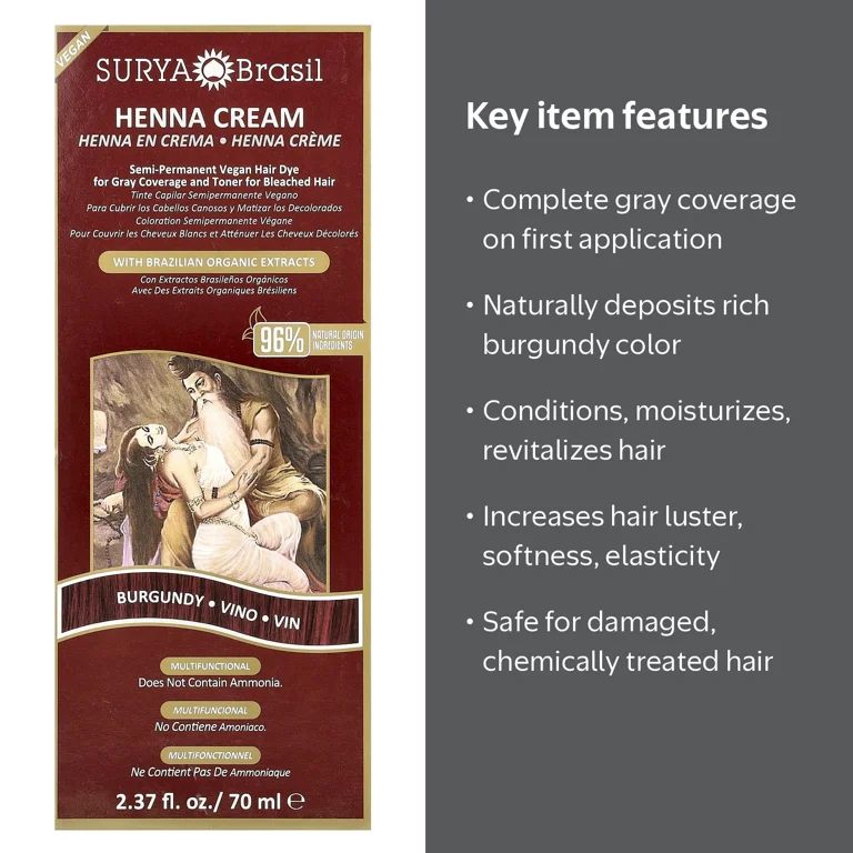 Surya Brasil, Henna Cream Hair Color, 70ML, Burgundy - Walmart.com