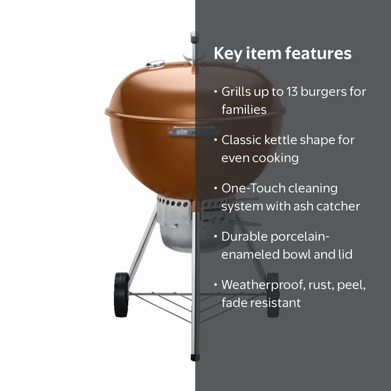 Weber, Charcoal Grill, 22 Inch Premium Kettle, Copper - Walmart.com