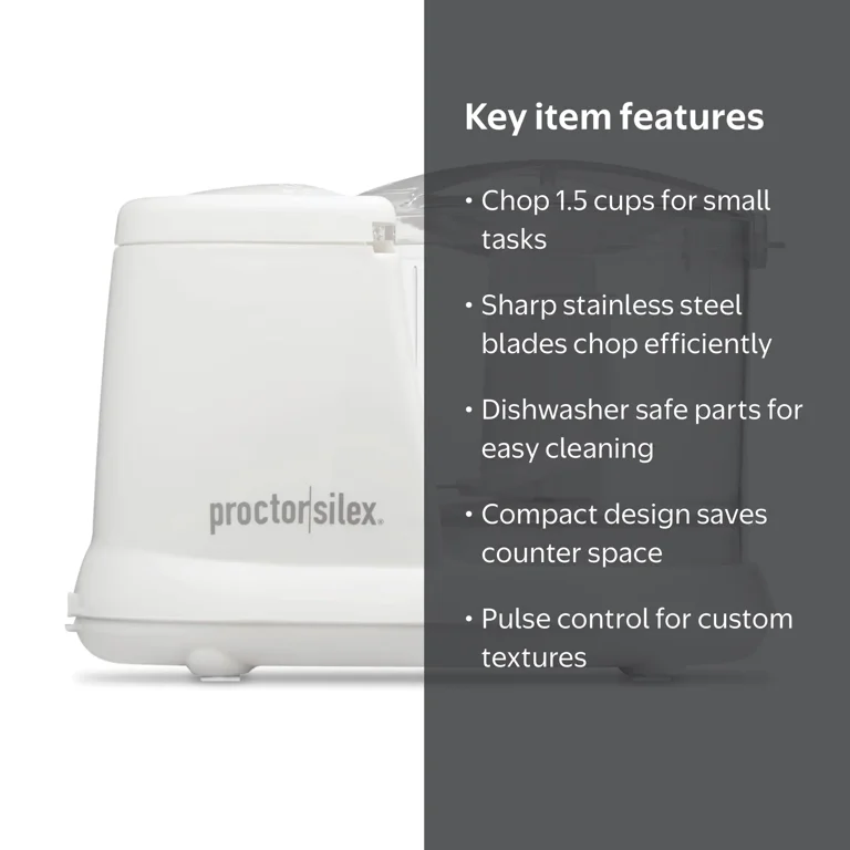 Proctor Silex, Electric Food Chopper, 1.5 Cup, White - Walmart.com