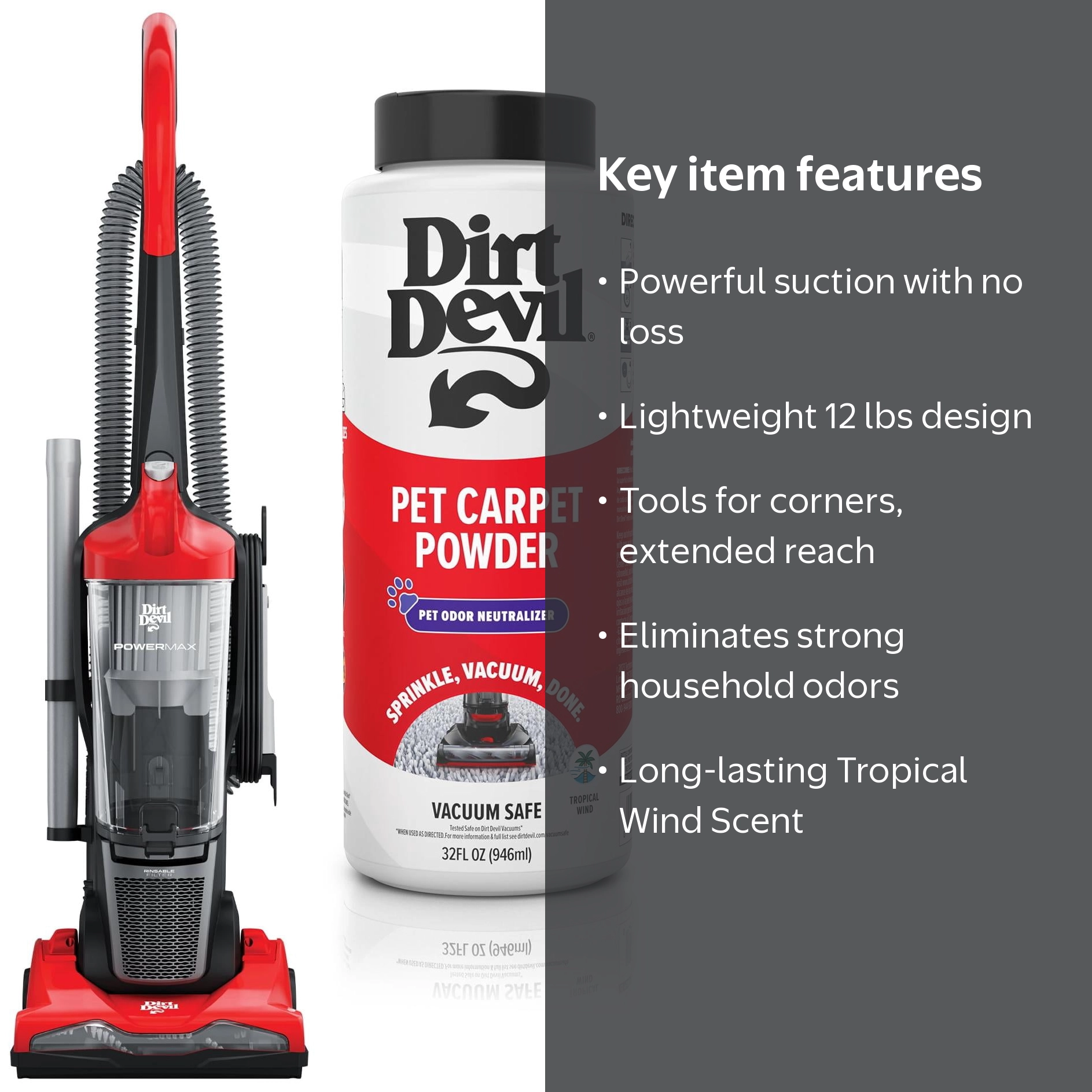 Dirt Devil Upright Vacuum, PowerMax, Bagless, Powerful Suction