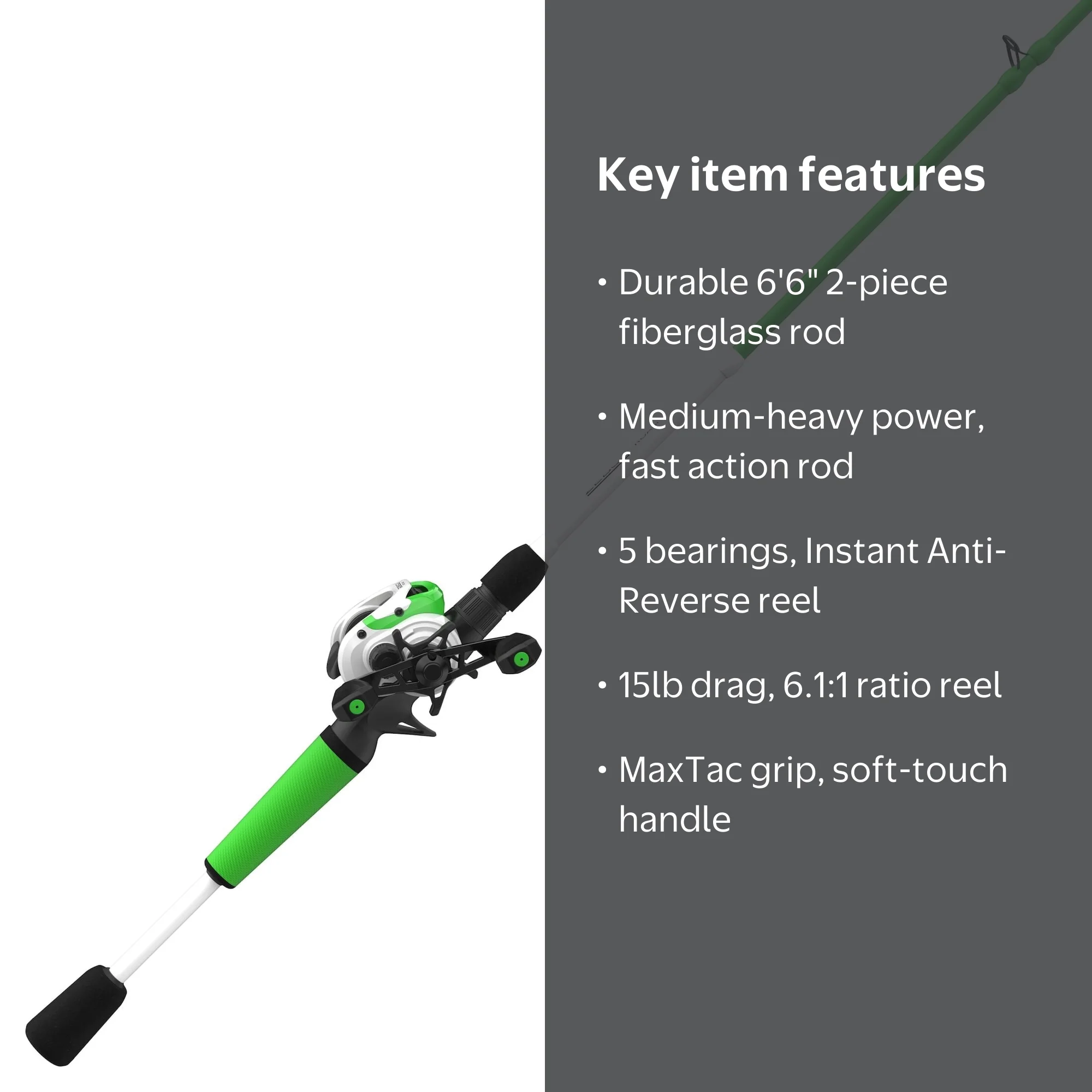 Zebco Roam Baitcast Reel & Rod Combo, 6'6
