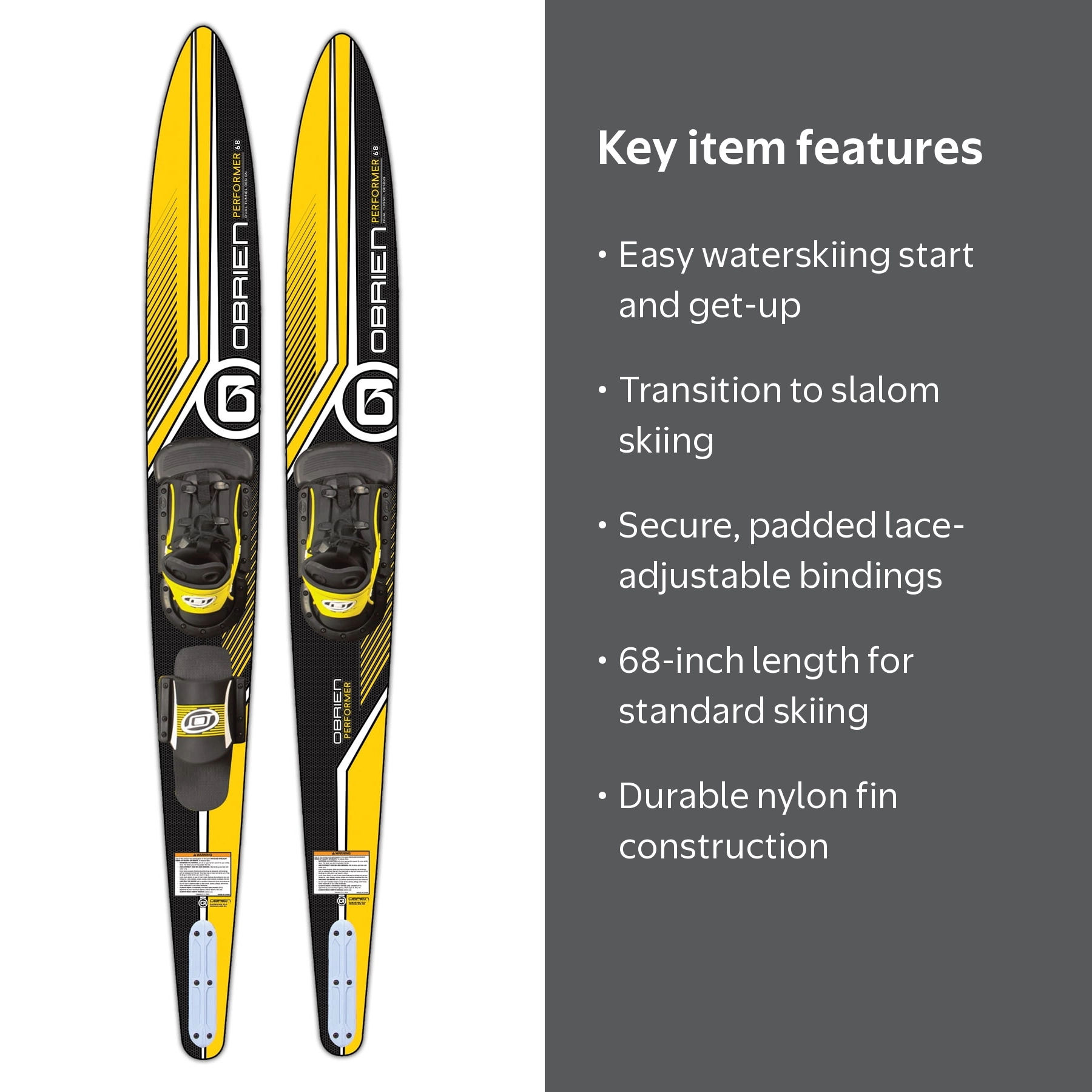 O'Brien, Combo Skis, Yellow, Size 5-13 with X-8 RT STD Boots