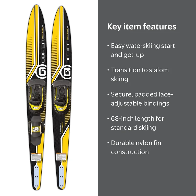 O'Brien, Combo Skis, Yellow, Size 5-13 with X-8 RT STD Boots