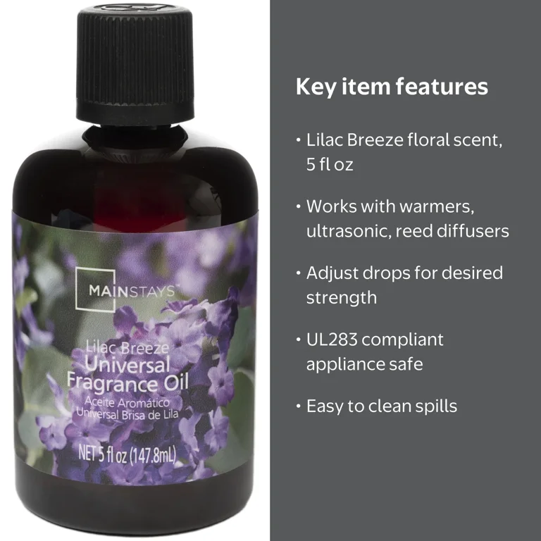 Mainstays Universal Fragrance Oil, Lilac Breeze, 5 fl oz, for