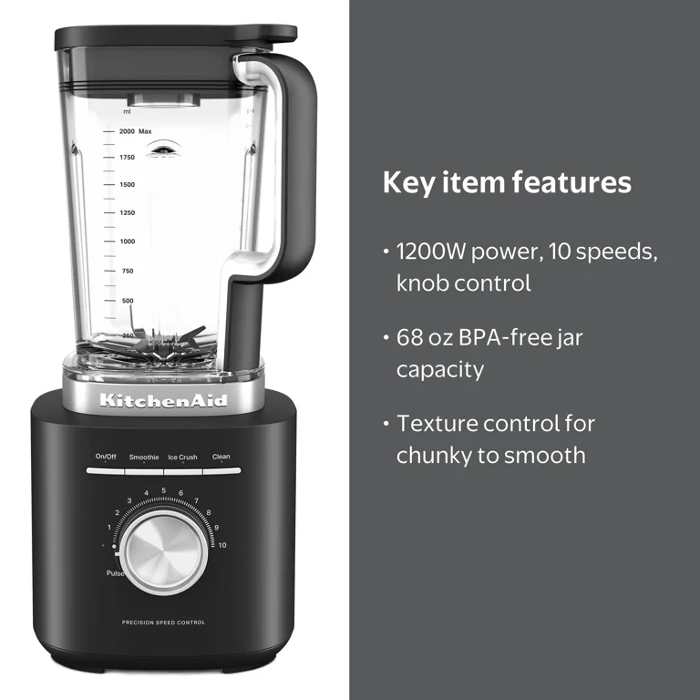 KitchenAid 68 oz Pure Power Blender, 1700 Watt Peak Power*, Matte