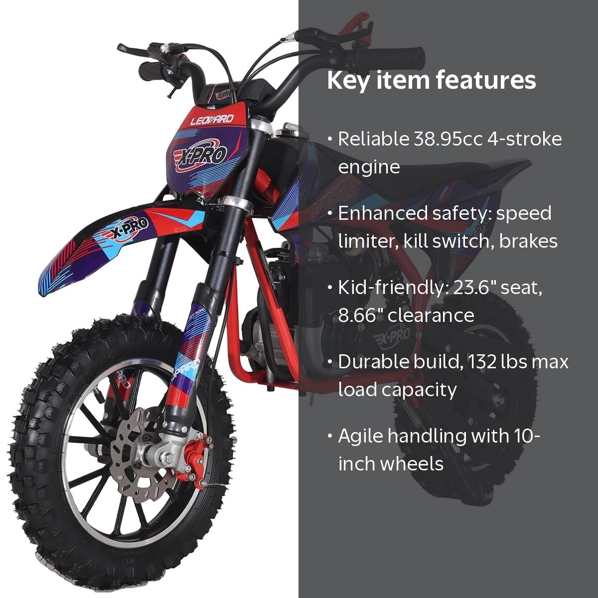 X-Pro Leopard 40 Mini Kids Dirt Bike 2025 New Version Gas Power 4