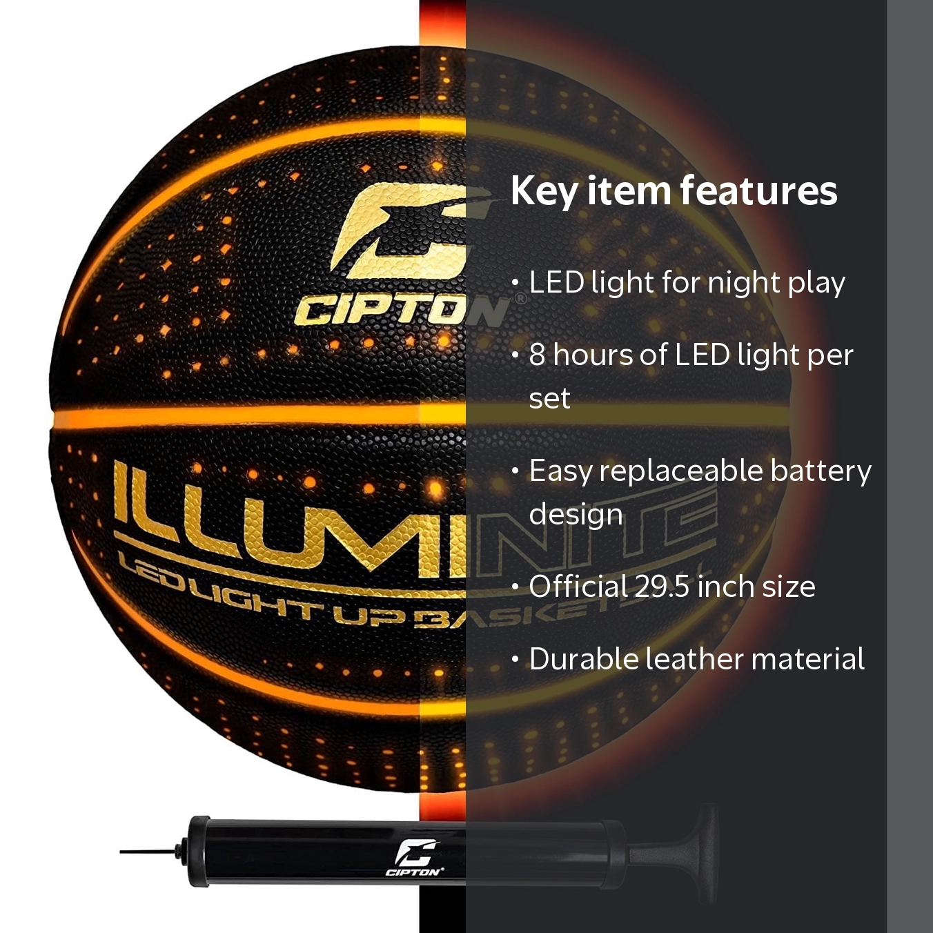 【開封済み・未使用】Acre Light-Sports 590 Cipton Cool Colored LED Light Up Basketball, Official Size 29.5